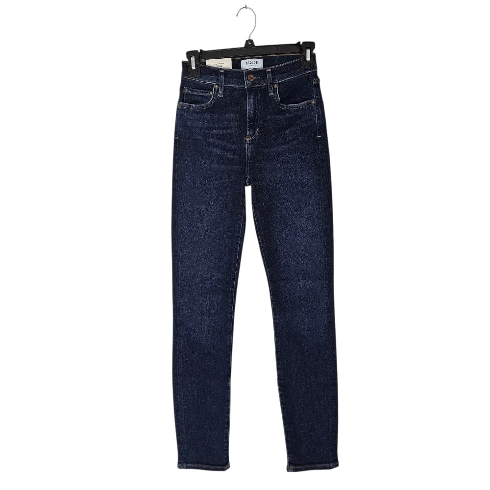 AGOLDE Sophie Mid Rise Ankle Embroidered Rose Blue‎ Jeans 26 NWT